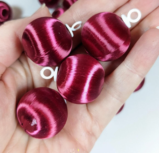 Small Maroon Satin Christmas Ornaments