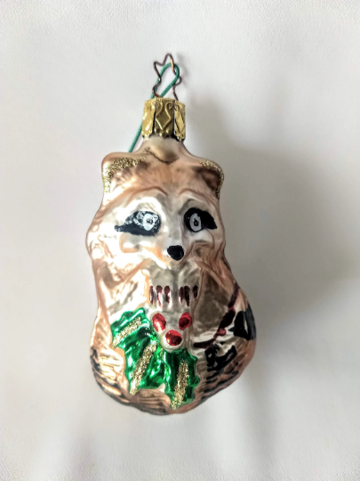 Raccoon Inge Glas Christmas Ornament, Retired Old World Christmas