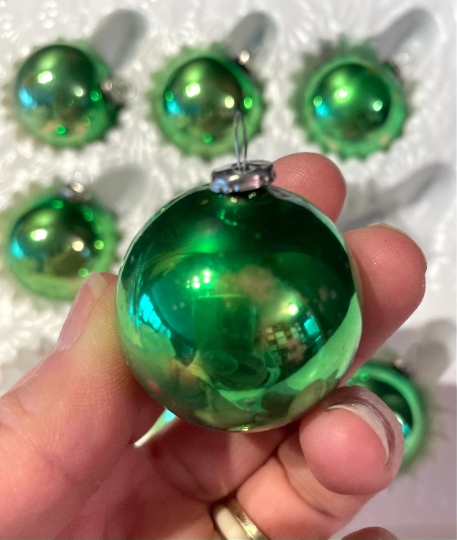 Vintage 1920 Light Emerald Green Christmas Ornaments