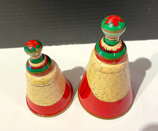 Vintage Wooden Santa Christmas Bells