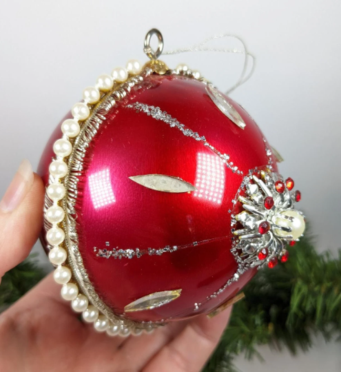 Vintage Handmade Beaded Christmas Ornament