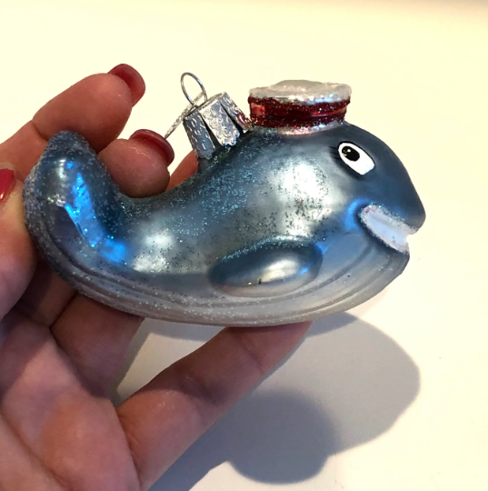 Wally The Whale with Sailor Cap Retired Old World Christmas Ornament