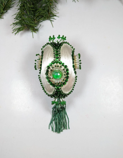 Vintage Beaded Pushpin Christmas Ornament