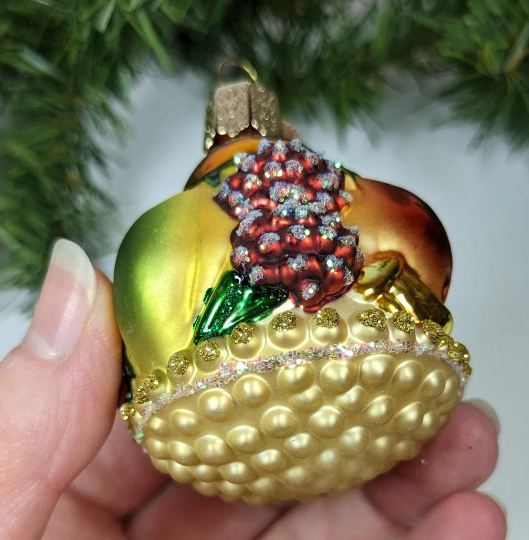 Retired Old World Christmas Fruit Basket Ornament