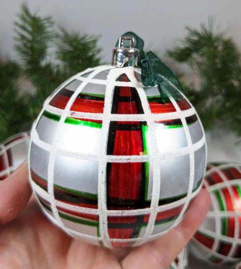 Vintage Red and Green Plaid Christmas Ornament