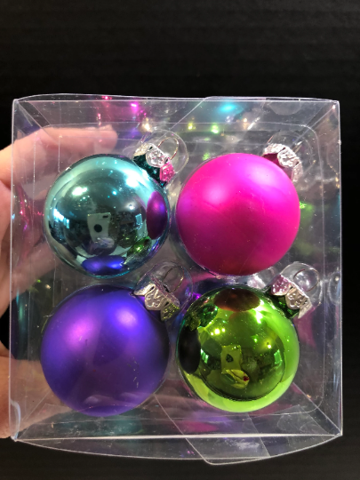 Mini Glass Multicolored Christmas Ornaments