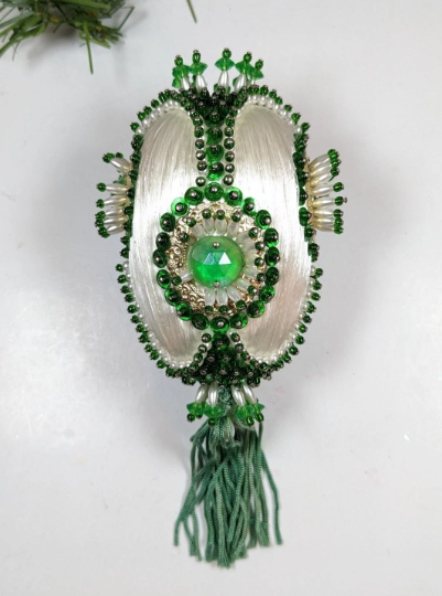 Vintage Beaded Pushpin Christmas Ornament