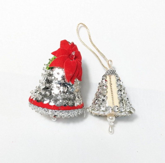 Vintage Bell Beaded Pushpin Christmas Ornaments