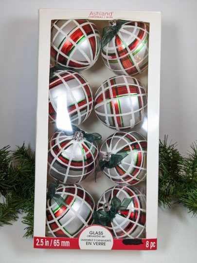 Vintage Red and Green Plaid Christmas Ornament