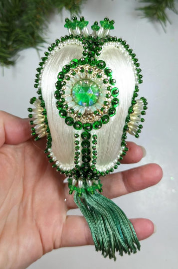 Vintage Beaded Pushpin Christmas Ornament