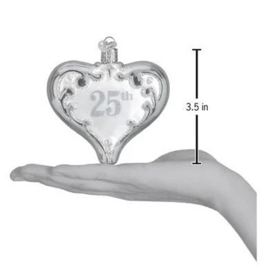 Old World Christmas 25th Anniversary Heart Glass Ornament