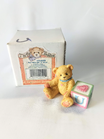 Vintage 1995 Cherished Teddies T is for Teddies Alphabet Bear Figurine