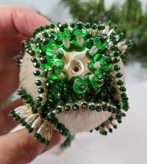 Vintage Beaded Pushpin Christmas Ornament