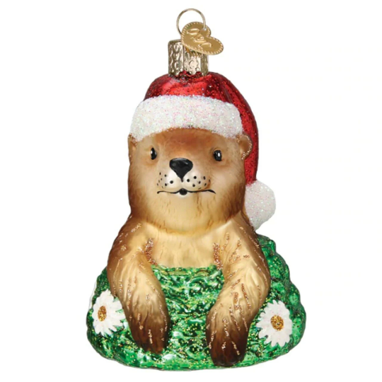 Santa Groundhog Old World Christmas Glass Ornament