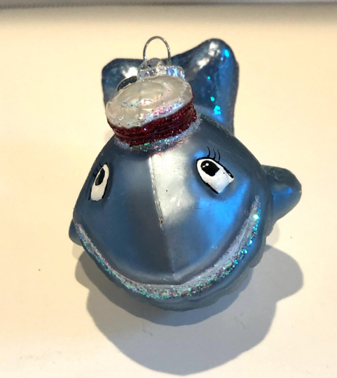 Wally The Whale with Sailor Cap Retired Old World Christmas Ornament