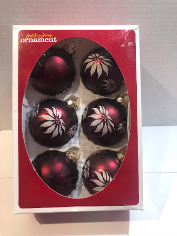 Vintage Red Poinsettia Christmas Ornaments