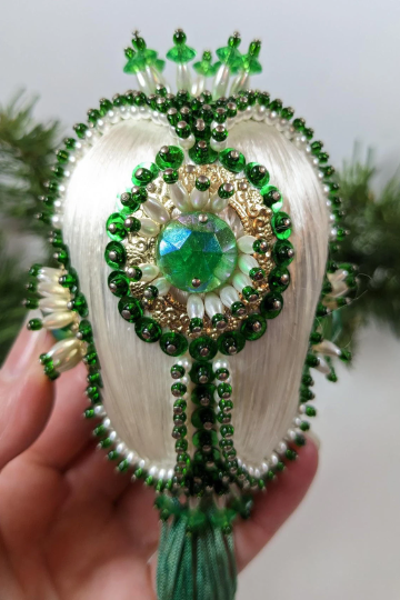 Vintage Beaded Pushpin Christmas Ornament