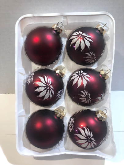 Vintage Red Poinsettia Christmas Ornaments