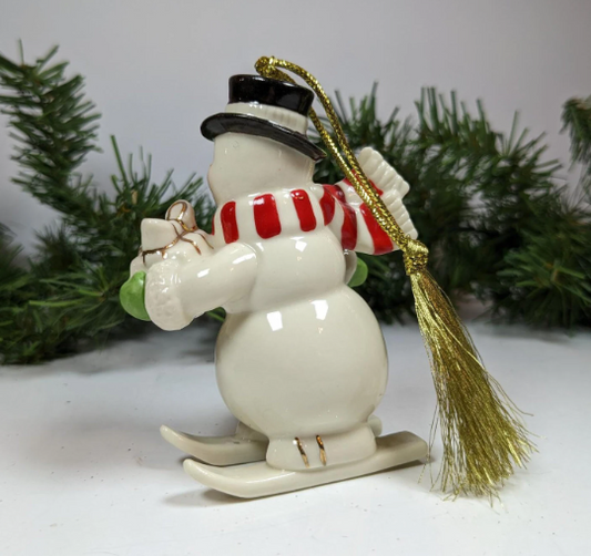 Lennox Skiing Snowman Christmas Ornament