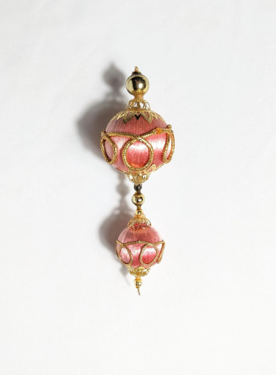 Vintage Pink Beaded Pushpin Christmas Ornament