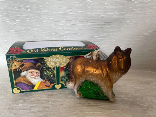 Tan Collie Old World Christmas Ornament