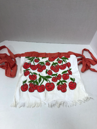 Vintage Cherry Dish Towel Apron