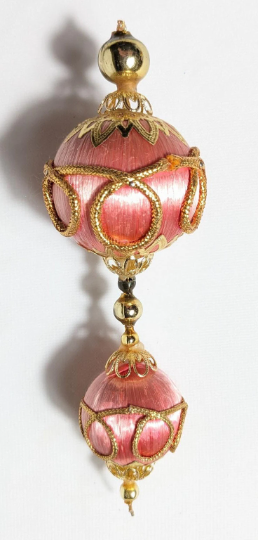 Vintage Pink Beaded Pushpin Christmas Ornament