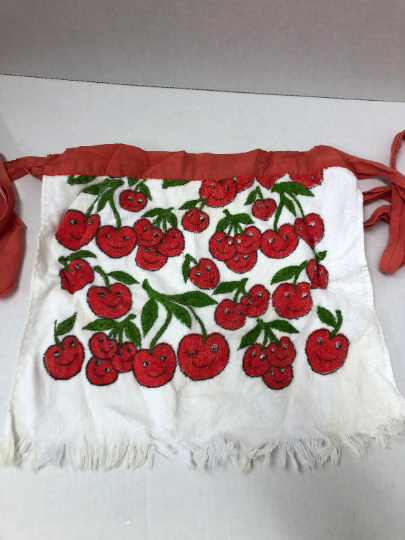 Vintage Cherry Dish Towel Apron