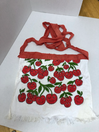 Vintage Cherry Dish Towel Apron