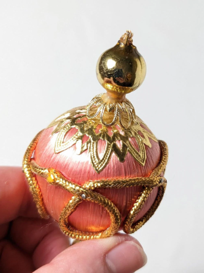 Vintage Pink Beaded Pushpin Christmas Ornament