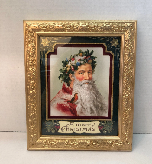 Vintage Framed Old World Christmas Santa