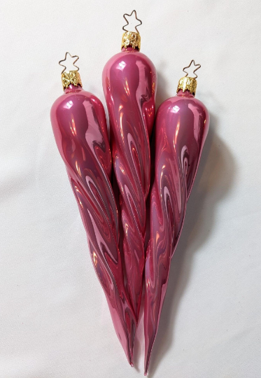Hot Pink Icicles Retired Old World Christmas Inge Glas Ornaments