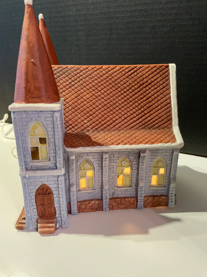 Vintage 1991 National Decorations Christmas Village Light Up Church