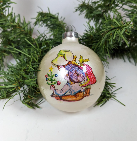 Vintage Holly Hobbie Like Christmas Ornament