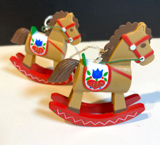 Vintage 1980 Hallmark Rocking Horse Christmas Ornaments