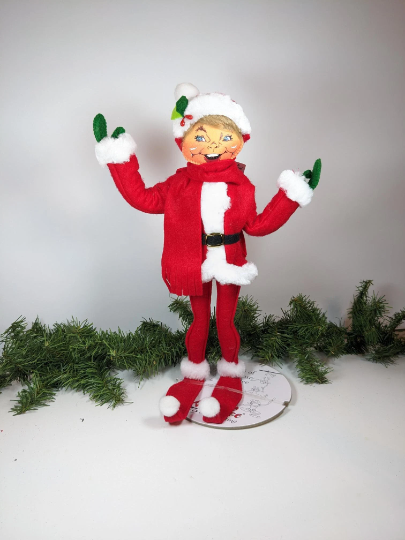 Very Merry Red Elf Christmas Doll, Large Annalee Handmade Doll