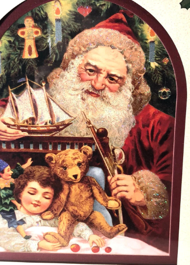 Vintage Framed Old World Christmas Santa
