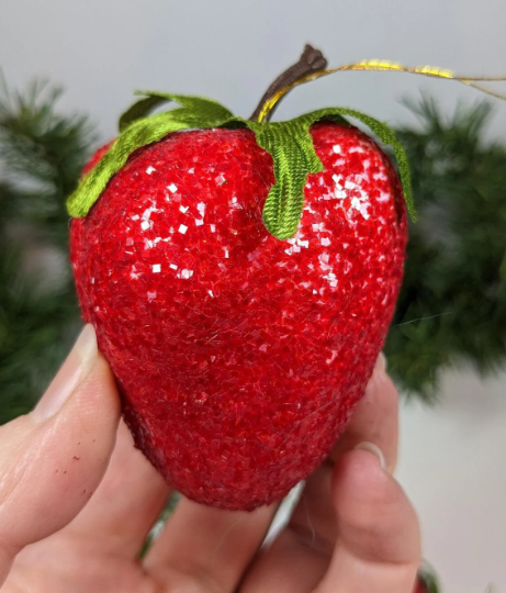 Vintage Strawberry and Red Apple Ornaments