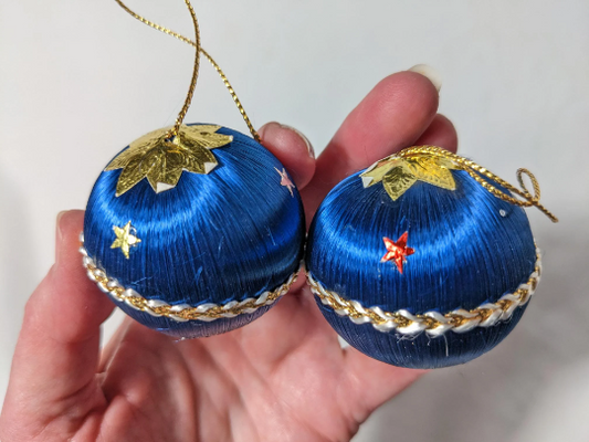 Vintage Blue Small Handmade Christmas Ornaments