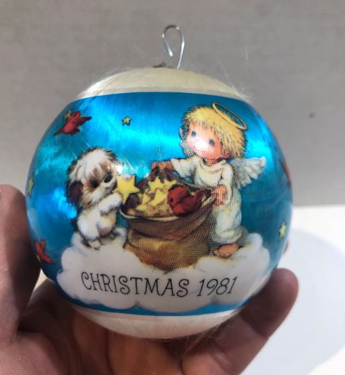 Vintage 1981 Precious Moments For a Special Godchild Satin Christmas Ornament