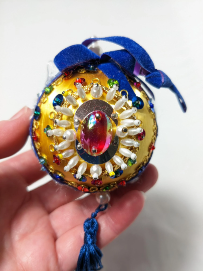 Vintage Beaded Pushpin Christmas Ornament