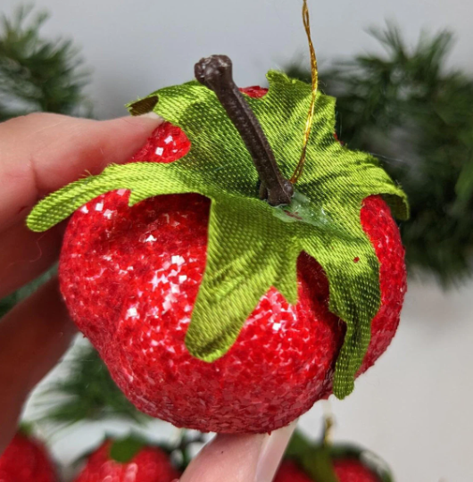 Vintage Strawberry and Red Apple Ornaments