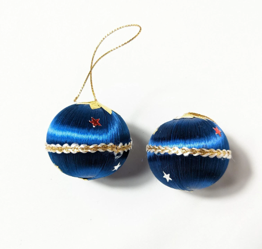 Vintage Blue Small Handmade Christmas Ornaments