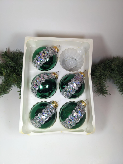 Vintage Green Christmas Ornaments