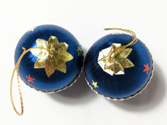 Vintage Blue Small Handmade Christmas Ornaments