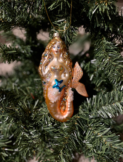 Mermaid Glass Christmas Ornament