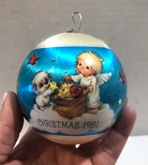 Vintage 1981 Precious Moments For a Special Godchild Satin Christmas Ornament