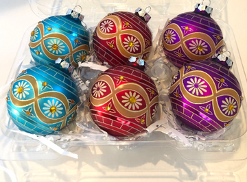 Vintage Stencil Rhinestoned Christmas Ornaments