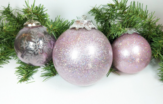 Pink Sparkle Christmas Ornaments