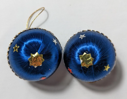 Vintage Blue Small Handmade Christmas Ornaments